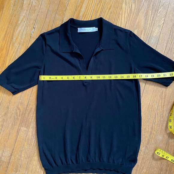 Black Jersey Collar V Neck T-shirt - Picture 6 of 10